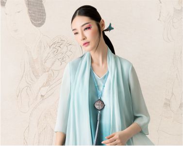 漸變靜雅連衣裙