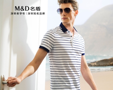 經(jīng)典條紋純棉翻領(lǐng)T恤